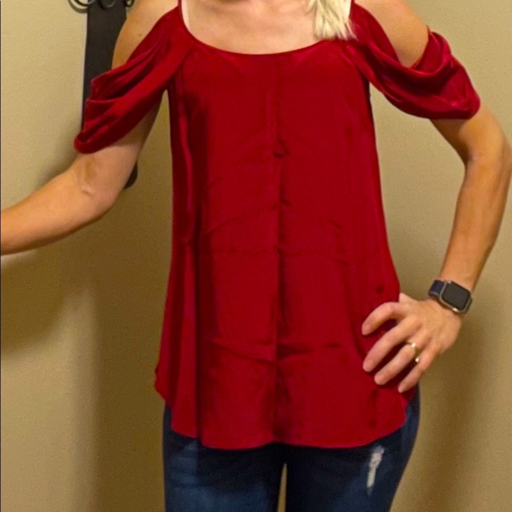 Jay Godfrey size 2 red silk off the shoulder Cami